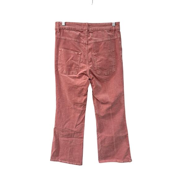 Isabel Marant 4 Anyree Pink VELVET $258 High Rise Pants Crop Flare Leg Jeans 36 - Picture 4 of 14